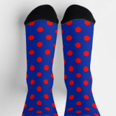 Rood op blauwe stippen patroonontwerp sokken (Top)