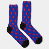 Rood op blauwe stippen patroonontwerp sokken (Rechts)