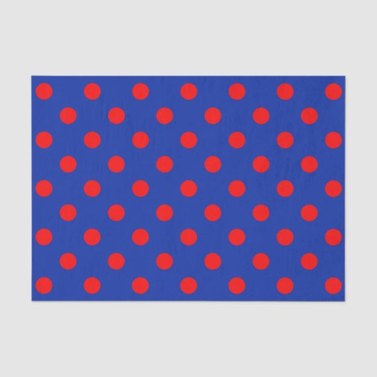 Rood op blauwe stippen patroonontwerp tissuepapier (Voorkant)