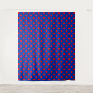Rood op blauwe stippen patroonontwerp wandkleed