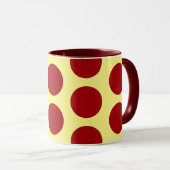 Rood op geel Polka Dot Art Mok Cup (Voorkant rechts)