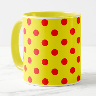 Rood Op Geel Stippen Patroon Ontwerp  Mok
