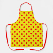 Rood Op Geel Stippen Patroon Ontwerp Schort (Voorkant)