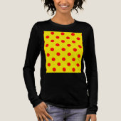 Rood op Geel Stippen Patroon Ontwerp Tri-Blend Shirt (Voorkant)