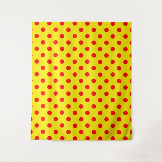 Rood op Geel Stippen Patroon Ontwerp Wandkleed (Voorkant)
