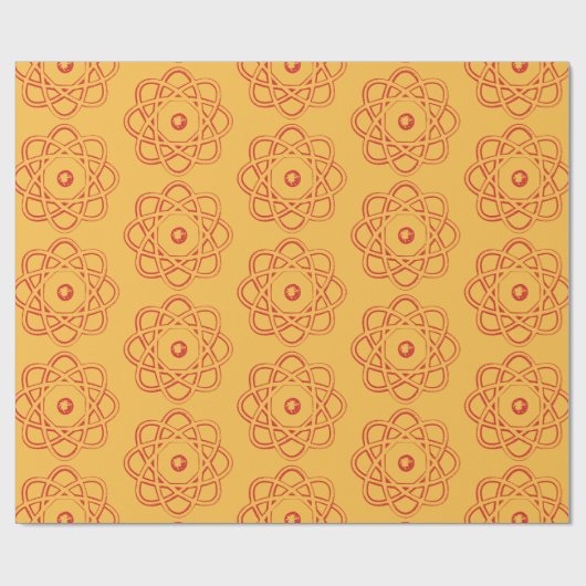 Rood op gele Atom Symbolen Cadeaupapier (Vlak)