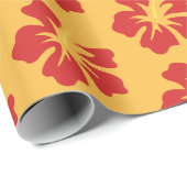 Rood op Gele Hibiscus Cadeaupapier (Rol Hoek)