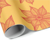 Rood op gele ketchy Flowers Cadeaupapier (Rol Hoek)