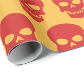 Rood op gele schedels cadeaupapier (Rol Hoek)