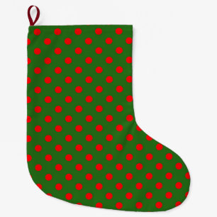 Rood op groen polka stippen patroonontwerp  grote kerstsok