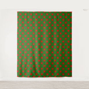 Rood op groen stippenpatroonontwerp wandkleed