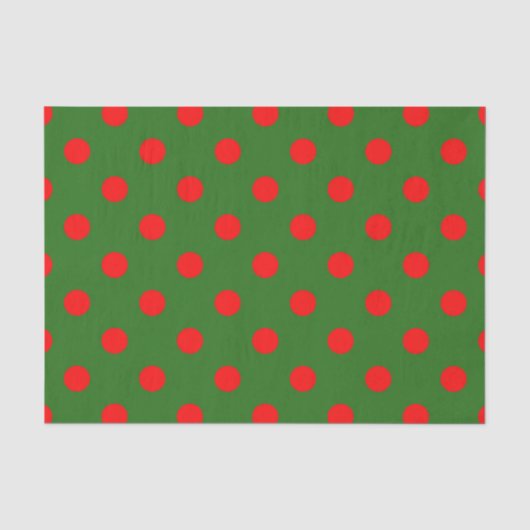 Rood op groene polka stippen patroonontwerp tissuepapier (Voorkant)