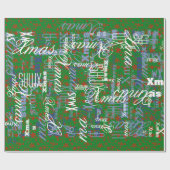 Rood op groene sneeuwvlokken voor iedereen cadeaupapier (Vlak)