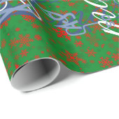 Rood op groene sneeuwvlokken voor iedereen cadeaupapier (Rol Hoek)