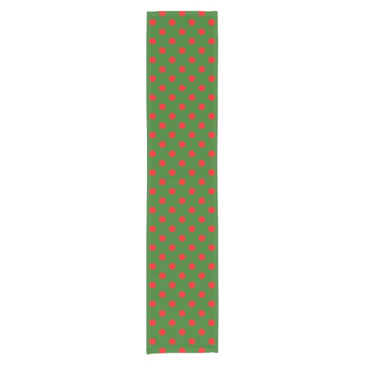 Rood op groene stippen patroonontwerp korte tafelloper (Voorkant)