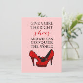 Rood op hoge hoogte Stiletto Mode BirthdayUitnodig Kaart (Staand voorkant)