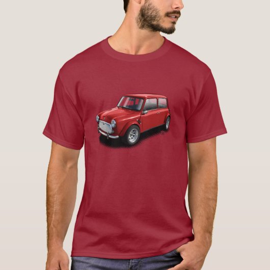 Rood op Klassic Mini Car T-Shirt (Voorkant)