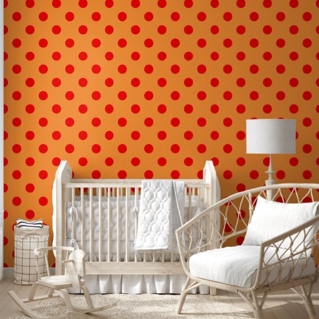 Rood op Oranje stippen Patroonontwerp Behang (Creator heeft geüpload)