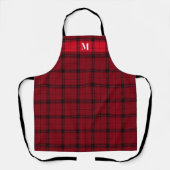 Rood op Red Plaid Kerstmis monogram Gepersonalisee Schort (Voorkant)