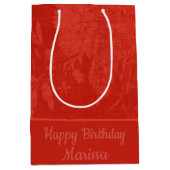  Rood op Rode Bloemenachtergrond Medium Cadeauzakje (Voorkant)