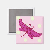 Rood op roze Dragonfly magneet (Voorkant / Achterkant)