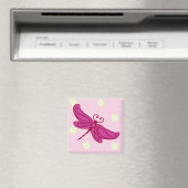 Rood op roze Dragonfly magneet (Insitu (Vaatwasser))