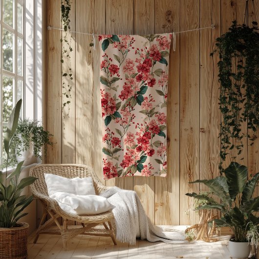 Rood op roze Hibiscus Bloemen Fleece Deken