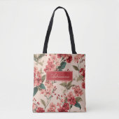 Rood op roze Hibiscus Bloemen Tote Bag (Voorkant)