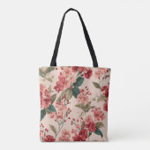 Rood op roze Hibiscus Bloemen Tote Bag (Achterkant)