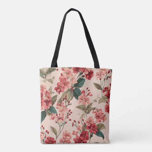 Rood op roze Hibiscus Bloemen Tote Bag (Achterkant)