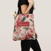 Rood op roze Hibiscus Bloemen Tote Bag (Dichtbij)
