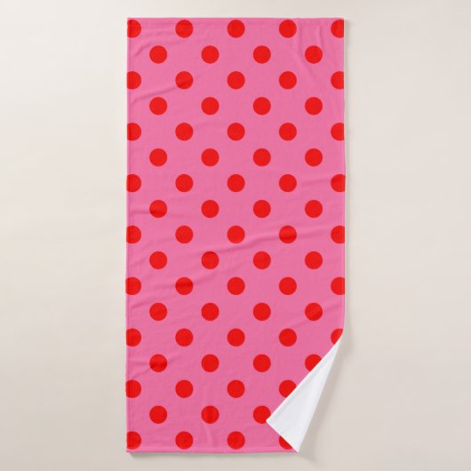 Rood op roze stippen Patroonontwerp Badhanddoek (Badhanddoek)