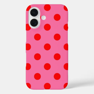 Rood op roze stippen Patroonontwerp iPhone 16 Hoesje