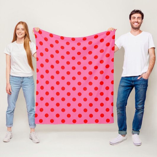 Rood op roze stippen Patroonontwerp Fleece Deken
