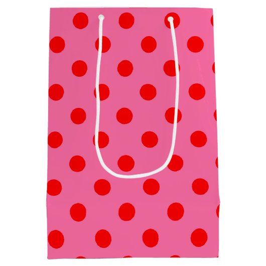 Rood op roze stippen Patroonontwerp Medium Cadeauzakje (Achterkant)