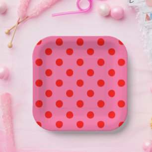 Rood op roze stippen Patroonontwerp Papieren Bordje