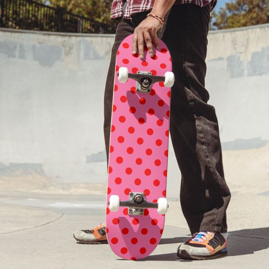 Rood op roze stippen Patroonontwerp Persoonlijk Skateboard