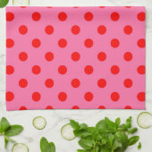 Rood op roze stippen Patroonontwerp Theedoek (Gevouwen)