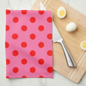 Rood op roze stippen Patroonontwerp Theedoek (Quarter Fold)