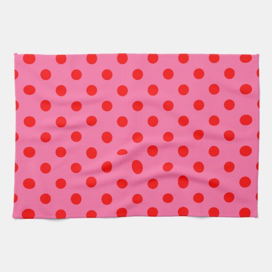 Rood op roze stippen Patroonontwerp Theedoek (Horizontaal)