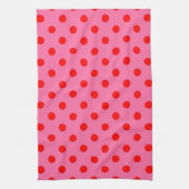 Rood op roze stippen Patroonontwerp Theedoek (Verticaal)