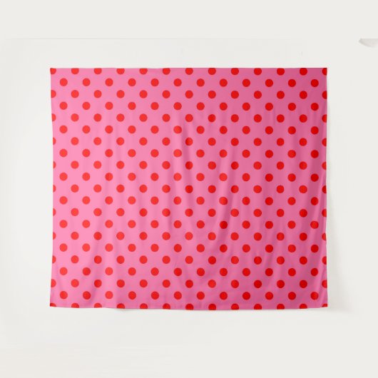 Rood op roze stippen Patroonontwerp Wandkleed (Voorkant (horizontaal))
