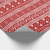 Rood op White African MudCloth Geïnspireerd Cadeaupapier (Hoek)