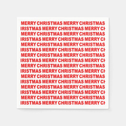 Rood op White KerstTypography Paper Napkin Servet (Voorkant)