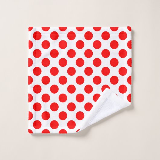 Rood op Wit Groot Grootte Polka Dots Badhanddoek S Bad Handdoek (Wasdoekje)