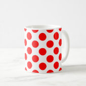 Rood op Wit Groot Grootte Polka Dots Patroon Koffiemok (Voorkant rechts)