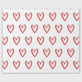 Rood op wit handgetekende harten cadeaupapier (Vlak)