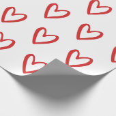 Rood op wit handgetekende harten cadeaupapier (Hoek)