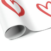 Rood op wit handgetekende harten cadeaupapier (Rol Hoek)