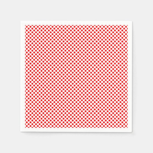 Rood op wit klein formaat polka stippen papier servet (Voorkant)